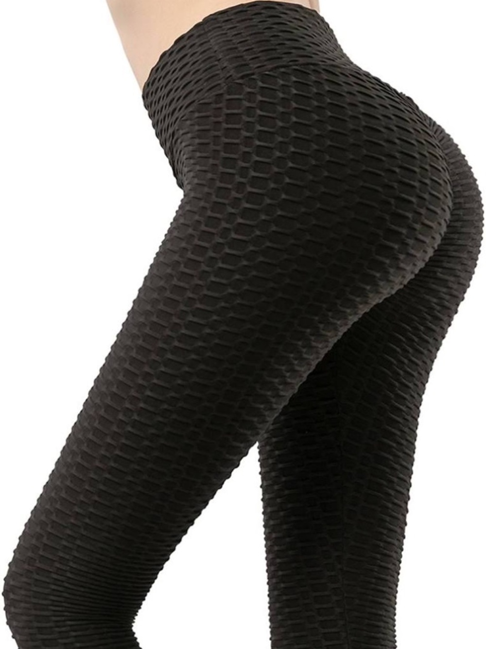 TikTok Honeycomb Textured Booty Lifting Leggings Black XL